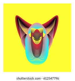 Colorful vibrant Wallpaper Background. Dynamic flux Effect. Abstract Face Vector Illustration. Monster Character Icon Head Design. Modern and Techno Style Pattern.