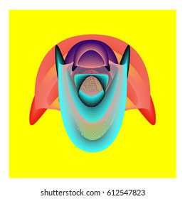 Colorful vibrant Wallpaper Background. Dynamic flux Effect. Abstract Face Vector Illustration. Monster Character Icon Head Design. Modern and Techno Style Pattern.