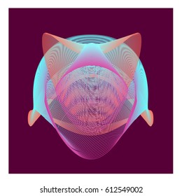 Colorful vibrant Wallpaper Background. Dynamic flux Effect. Abstract Face Vector Illustration. Monster Character Icon Head Design. Modern and Techno Style Pattern.