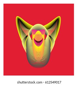 Colorful vibrant Wallpaper Background. Dynamic flux Effect. Abstract Face Vector Illustration. Monster Character Icon Head Design. Modern and Techno Style Pattern.