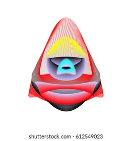 Colorful vibrant Wallpaper Background. Dynamic flux Effect. Abstract Face Vector Illustration. Monster Character Icon Head Design. Modern and Techno Style Pattern.