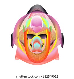 Colorful vibrant Wallpaper Background. Dynamic flux Effect. Abstract Face Vector Illustration. Monster Character Icon Head Design. Modern and Techno Style Pattern.