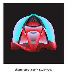 Colorful vibrant Wallpaper Background. Dynamic flux Effect. Abstract Face Vector Illustration. Monster Character Icon Head Design. Modern and Techno Style Pattern.