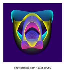Colorful vibrant Wallpaper Background. Dynamic flux Effect. Abstract Face Vector Illustration. Monster Character Icon Head Design. Modern and Techno Style Pattern.