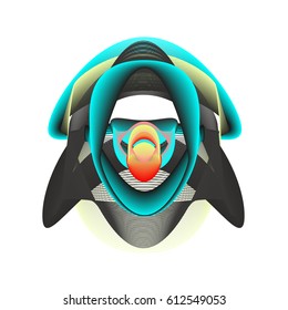 Colorful vibrant Wallpaper Background. Dynamic flux Effect. Abstract Face Vector Illustration. Monster Character Icon Head Design. Modern and Techno Style Pattern.