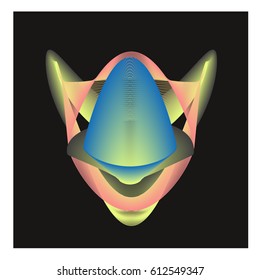 Colorful vibrant Wallpaper Background. Dynamic flux Effect. Abstract Face Vector Illustration. Monster Character Icon Head Design. Modern and Techno Style Pattern.