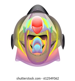 Colorful vibrant Wallpaper Background. Dynamic flux Effect. Abstract Face Vector Illustration. Monster Character Icon Head Design. Modern and Techno Style Pattern.