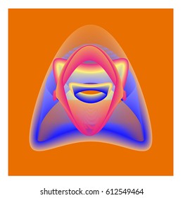 Colorful vibrant Wallpaper Background. Dynamic flux Effect. Abstract Face Vector Illustration. Monster Character Icon Head Design. Modern and Techno Style Pattern.