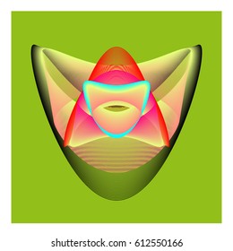 Colorful vibrant Wallpaper Background. Dynamic flux Effect. Abstract Face Vector Illustration. Monster Character Icon Head Design. Modern and Techno Style Pattern.