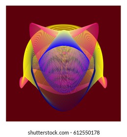 Colorful vibrant Wallpaper Background. Dynamic flux Effect. Abstract Face Vector Illustration. Monster Character Icon Head Design. Modern and Techno Style Pattern.