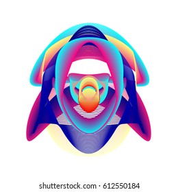Colorful vibrant Wallpaper Background. Dynamic flux Effect. Abstract Face Vector Illustration. Monster Character Icon Head Design. Modern and Techno Style Pattern.