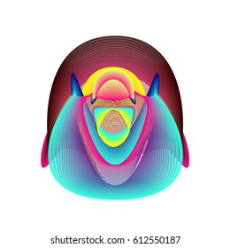 Colorful vibrant Wallpaper Background. Dynamic flux Effect. Abstract Face Vector Illustration. Monster Character Icon Head Design. Modern and Techno Style Pattern.