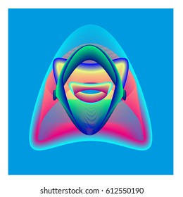 Colorful vibrant Wallpaper Background. Dynamic flux Effect. Abstract Face Vector Illustration. Monster Character Icon Head Design. Modern and Techno Style Pattern.