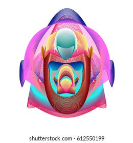 Colorful vibrant Wallpaper Background. Dynamic flux Effect. Abstract Face Vector Illustration. Monster Character Icon Head Design. Modern and Techno Style Pattern.