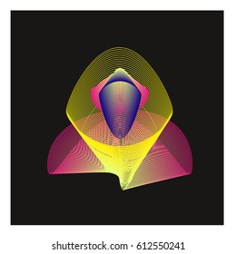 Colorful vibrant Wallpaper Background. Dynamic flux Effect. Abstract Face Vector Illustration. Monster Character Icon Head Design. Modern and Techno Style Pattern.