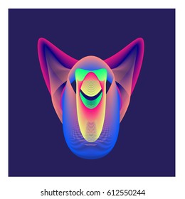 Colorful vibrant Wallpaper Background. Dynamic flux Effect. Abstract Face Vector Illustration. Monster Character Icon Head Design. Modern and Techno Style Pattern.