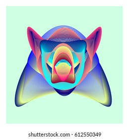 Colorful vibrant Wallpaper Background. Dynamic flux Effect. Abstract Face Vector Illustration. Monster Character Icon Head Design. Modern and Techno Style Pattern.