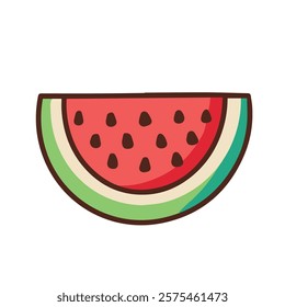 A colorful and vibrant watermelon slice illustration, evoking freshness and summer vibes. Perfect for healthy eating campaigns and fruit-related designs