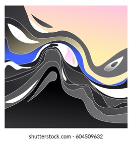 Colorful vibrant Wave Background. Dynamic Effect. Abstract Vector Illustration. Design Template. Modern Pattern.