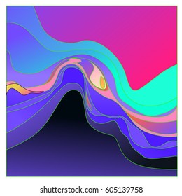 Colorful vibrant Wave Background. Dynamic Effect. Abstract Vector Illustration. Design Template. Modern Pattern.