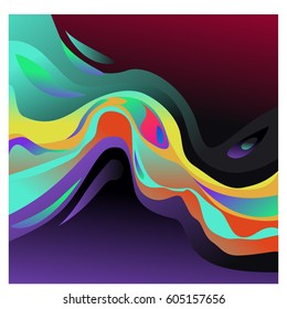 Colorful vibrant Wave Background. Dynamic Effect. Abstract Vector Illustration. Design Template. Modern Pattern.