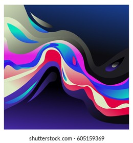 Colorful vibrant Wave Background. Dynamic Effect. Abstract Vector Illustration. Design Template. Modern Pattern.