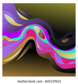 Colorful vibrant Wave Background. Dynamic Effect. Abstract Vector Illustration. Design Template. Modern Pattern.