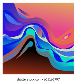 Colorful vibrant Wave Background. Dynamic Effect. Abstract Vector Illustration. Design Template. Modern Pattern.
