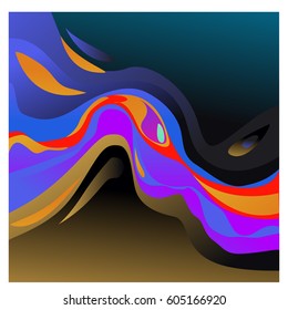 Colorful vibrant Wave Background. Dynamic Effect. Abstract Vector Illustration. Design Template. Modern Pattern.
