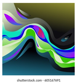 Colorful vibrant Wave Background. Dynamic Effect. Abstract Vector Illustration. Design Template. Modern Pattern.