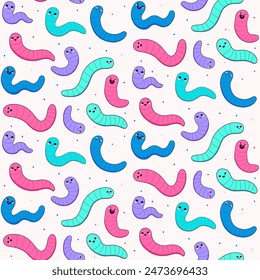 Colorful, vibrant, worm seamless pattern design