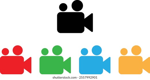 Colorful video camera icon set in five colors . Video icon . Movie  symbol icon vector