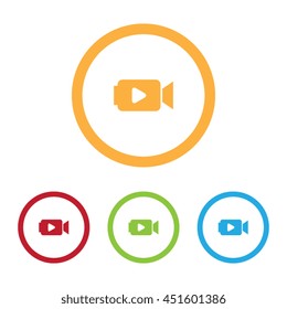 Colorful Video Camera or Player Icons With Rings