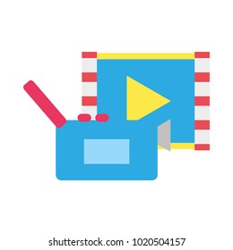 colorful video camera recorder with play video