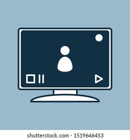 Colorful video conference and online communication icon in line style. Vector illustration. Virtual modern education