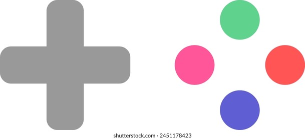 Colorful video game control buttons. Video game control buttons.