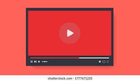 Colorful video player layout. Template for the video player interface. The concept of a blog, streaming video content, live broadcast. User interface. Vector illustration