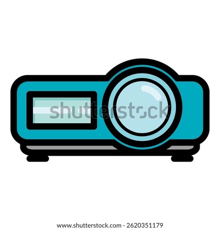 Colorful video projector icon. Projector icon in flat style
