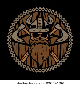 Colorful Viking Skull T-shirt Design Illustration