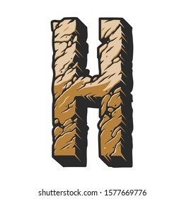 Colorful vintage alphabet letter H concept in desert design isolated vector illustration