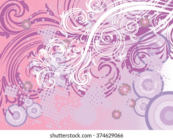 Colorful vintage background with decorative floral ornament.