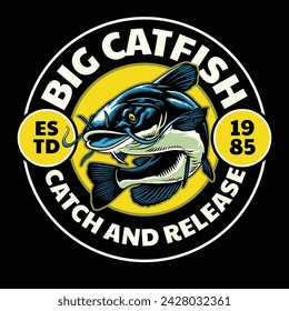 Colorful Vintage Big Catfish Shirt Design