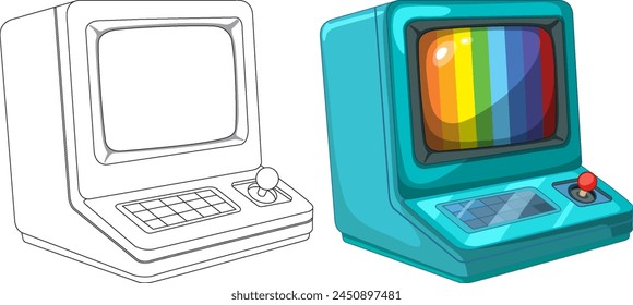 Colorful vintage computers from the early tech era