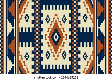 Colorful vintage ethnic geometric pattern. Vector geometric square diamond seamless pattern boho style. Aztec Kilim pattern use for fabric, textile, home decoration elements, upholstery, wrapping.