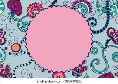 Colorful vintage floral with leaves and flowers. Spring or summer design for invitation, wedding or greeting cards. Vector paisley pattern.
Traditional ethnic elements. Asian motifs. Boho style