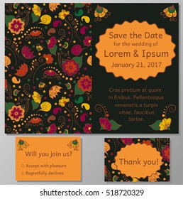 Colorful vintage floral with leaves and flowers. Spring or summer design for invitation, wedding or greeting cards. Vector paisley pattern. Traditional ethnic elements. Asian motifs. Boho style