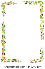 Colorful vintage frame with grapes and leaves