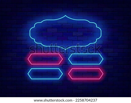 Colorful vintage frames. Question and answers neon template. School test, tv show and exam. Quiz design. Shiny banner. Space for text. Luminous border. Vector stock illustration