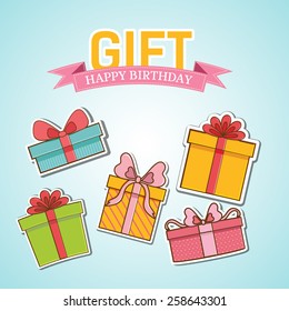 colorful vintage gift postcard set icons concept. Vector illustration design
