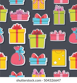 colorful vintage gift set seamless pattern concept. Vector illustration design